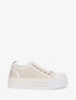 Sneakers à plateforme et œillets strassés - Beige - 1