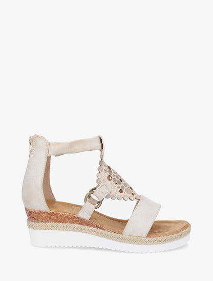 Sandales compensées à fermeture zippée - Beige - 1