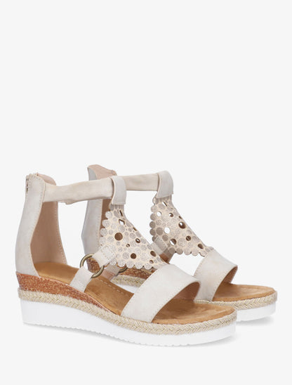 Sandales compensées à fermeture zippée - Beige - 4