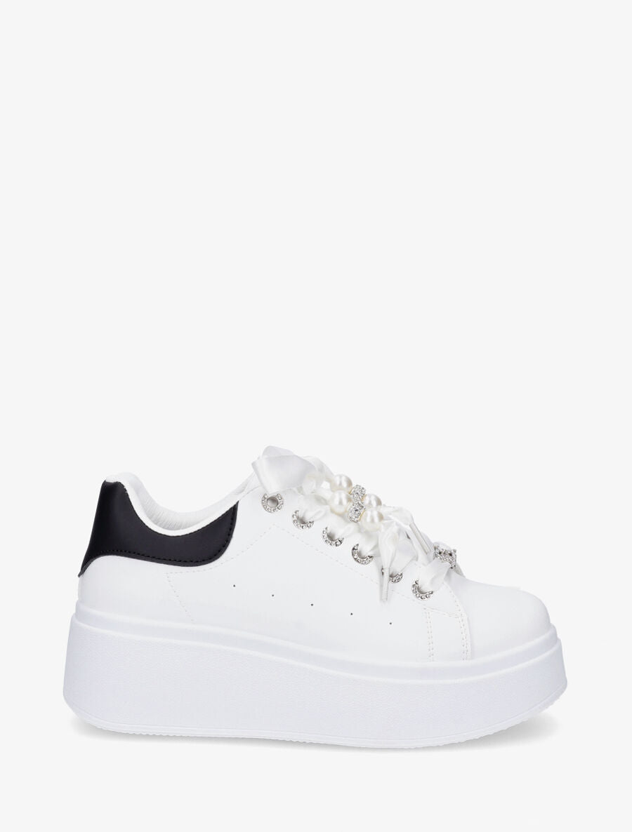 Sneakers à plateforme et strass - Noir - 5