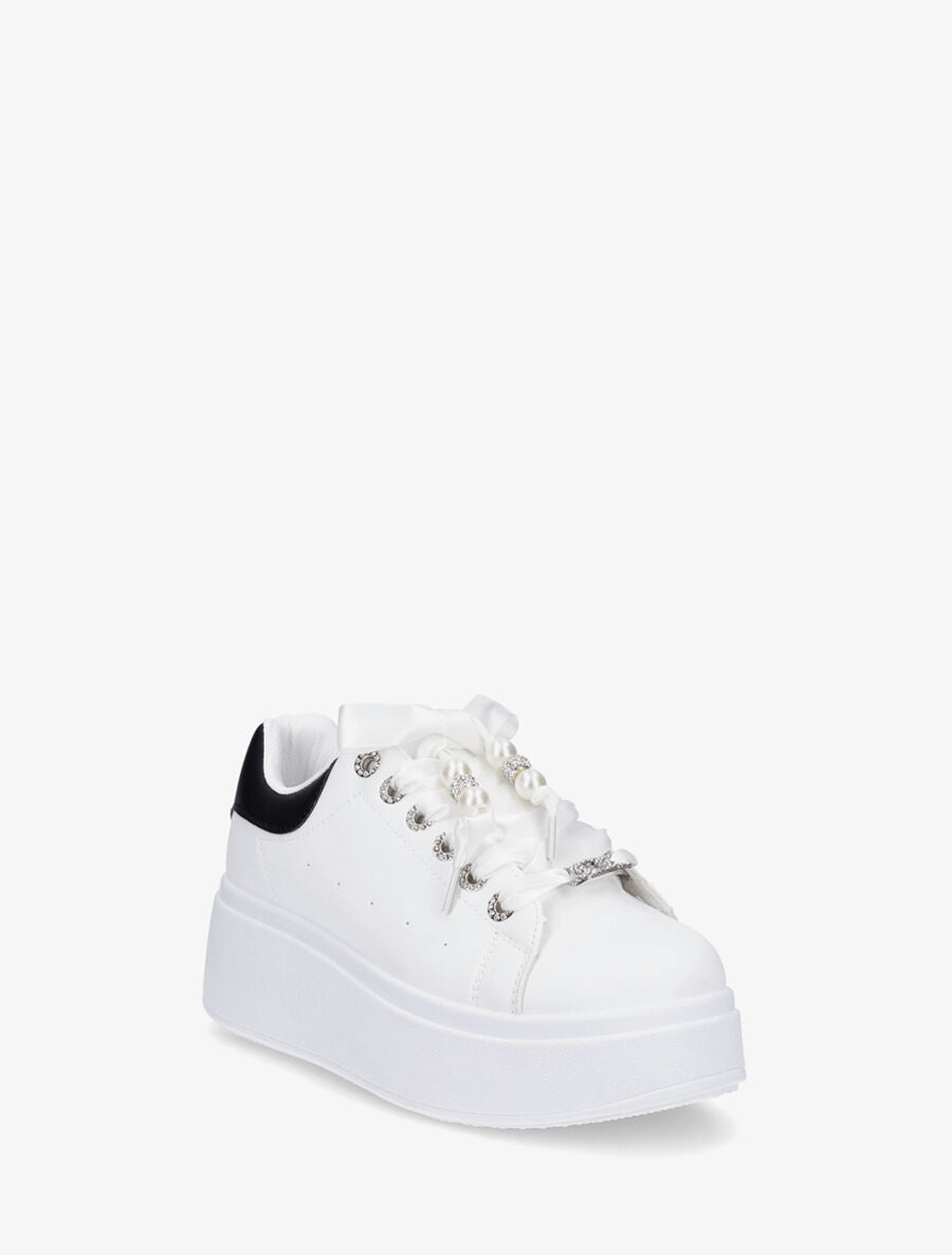 Sneakers à plateforme et strass - Noir - 2