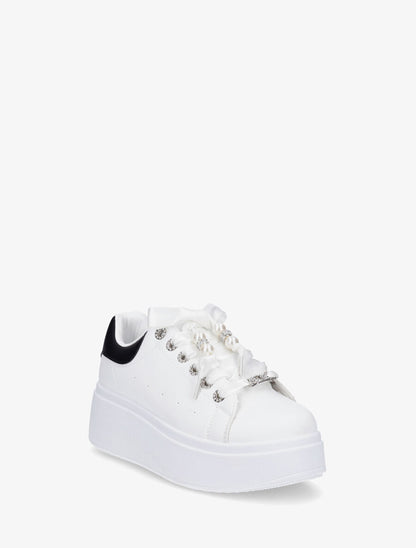 Sneakers à plateforme et strass - Noir - 2