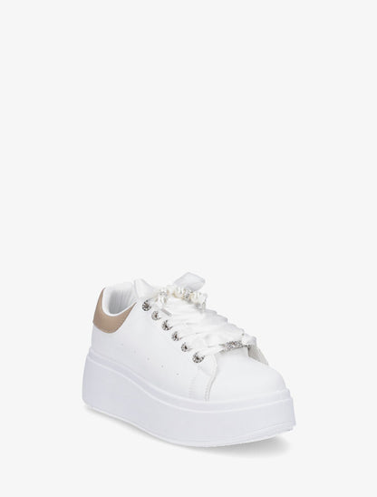 Sneakers à plateforme et strass - Taupe - 2