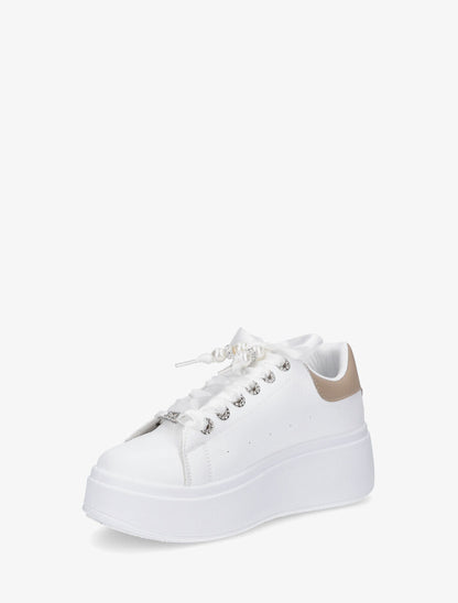 Sneakers à plateforme et strass - Taupe - 3