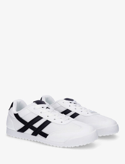 Sneakers plates à empiècement mesh - Blanc - 4
