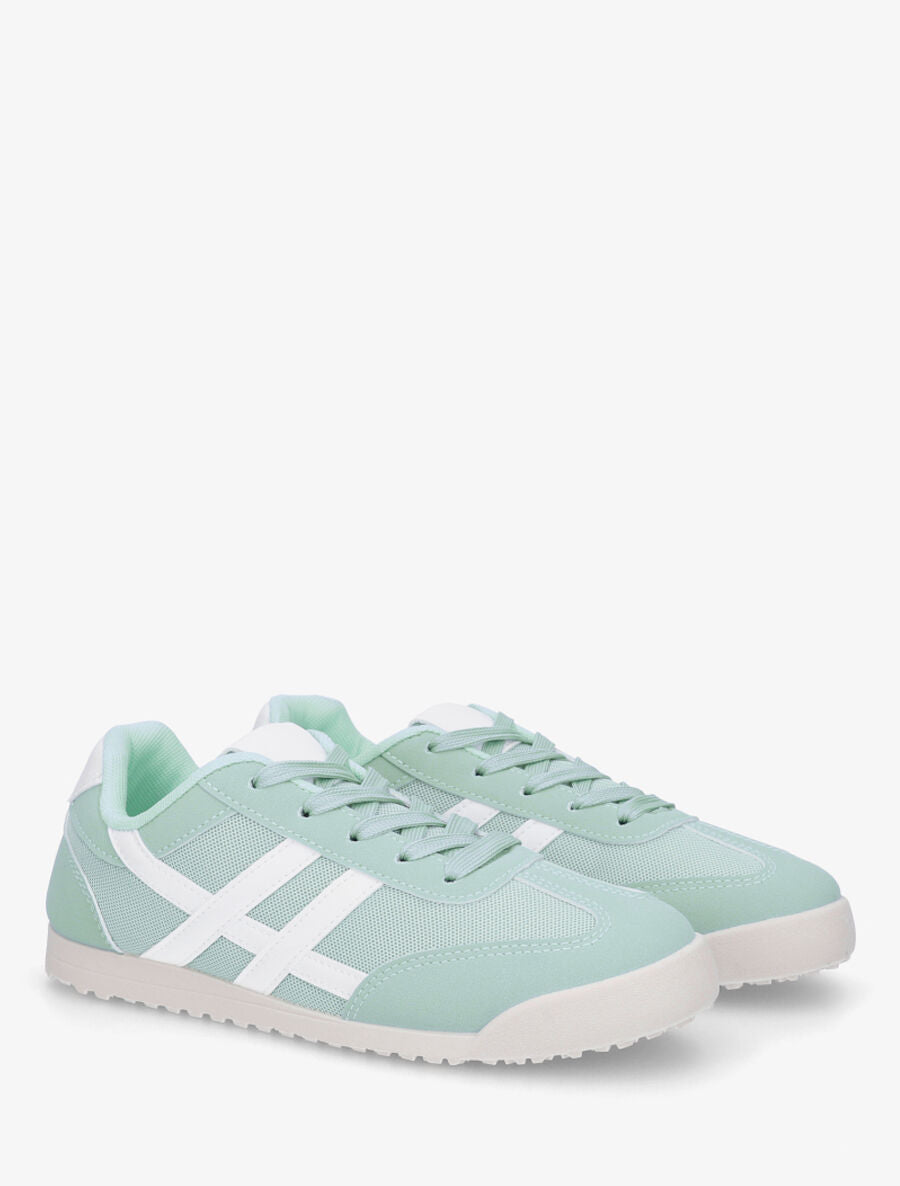 Sneakers plates à empiècement mesh - Vert d&