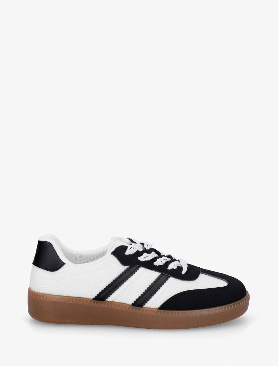 Sneakers en mesh et semelle en caoutchouc - Noir - 1