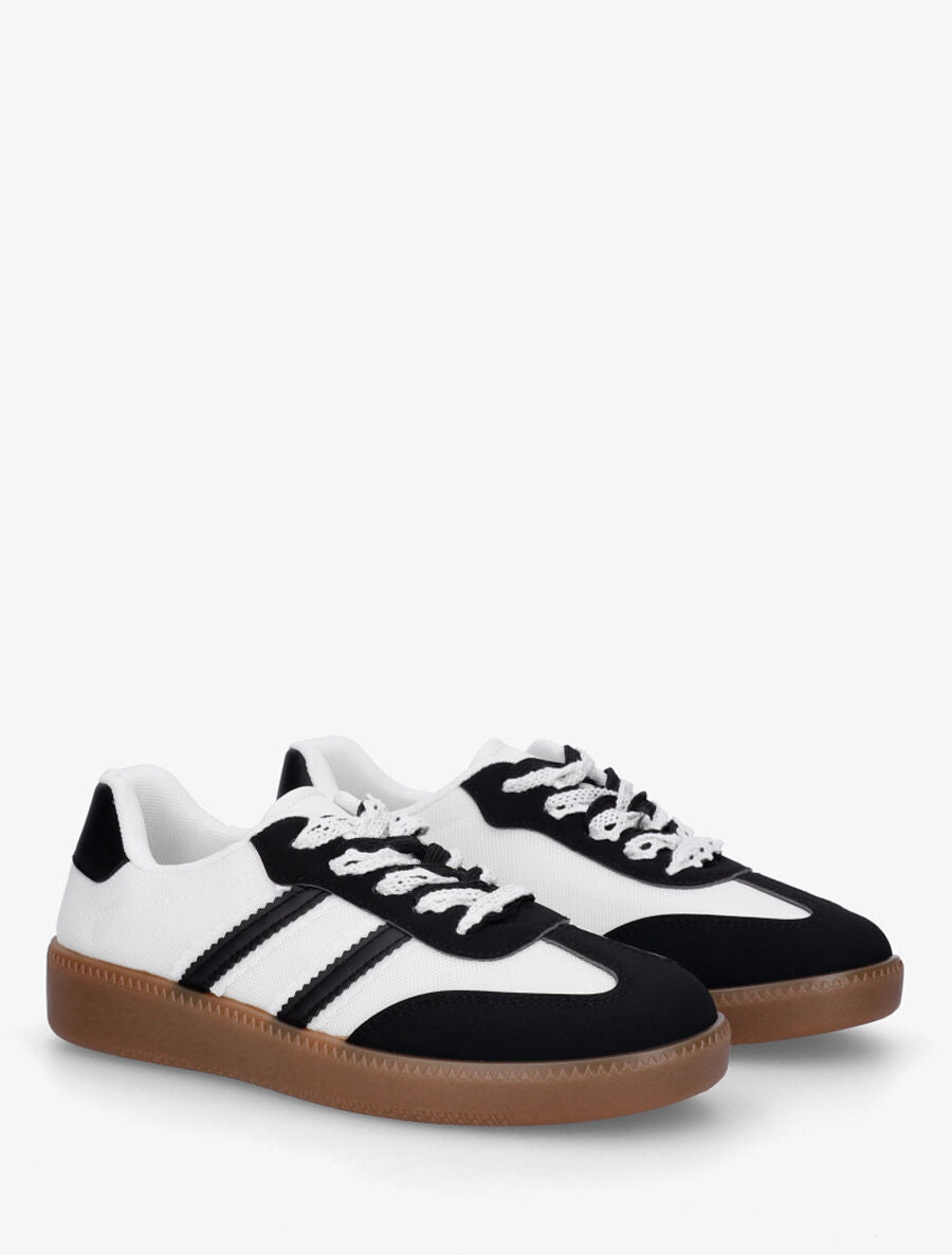 Sneakers en mesh et semelle en caoutchouc - Noir - 4