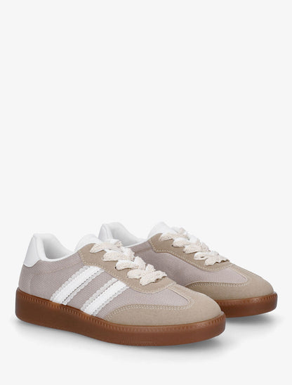 Sneakers en mesh et semelle en caoutchouc - Taupe - 4