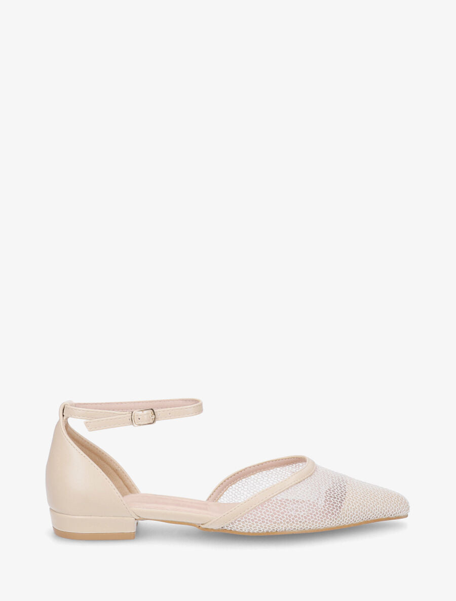 Ballerines à bouts pointus en résille - Beige - 1