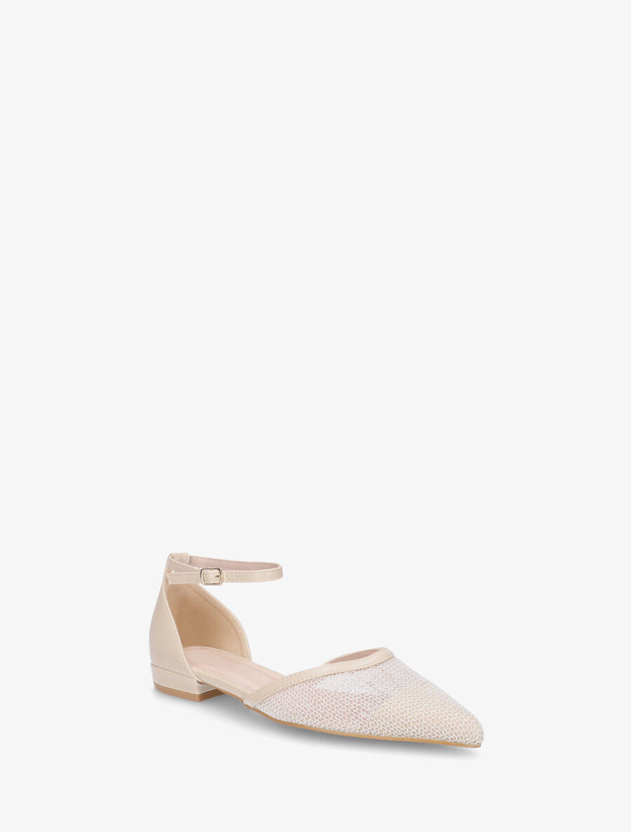 Ballerines à bouts pointus en résille - Beige - 2