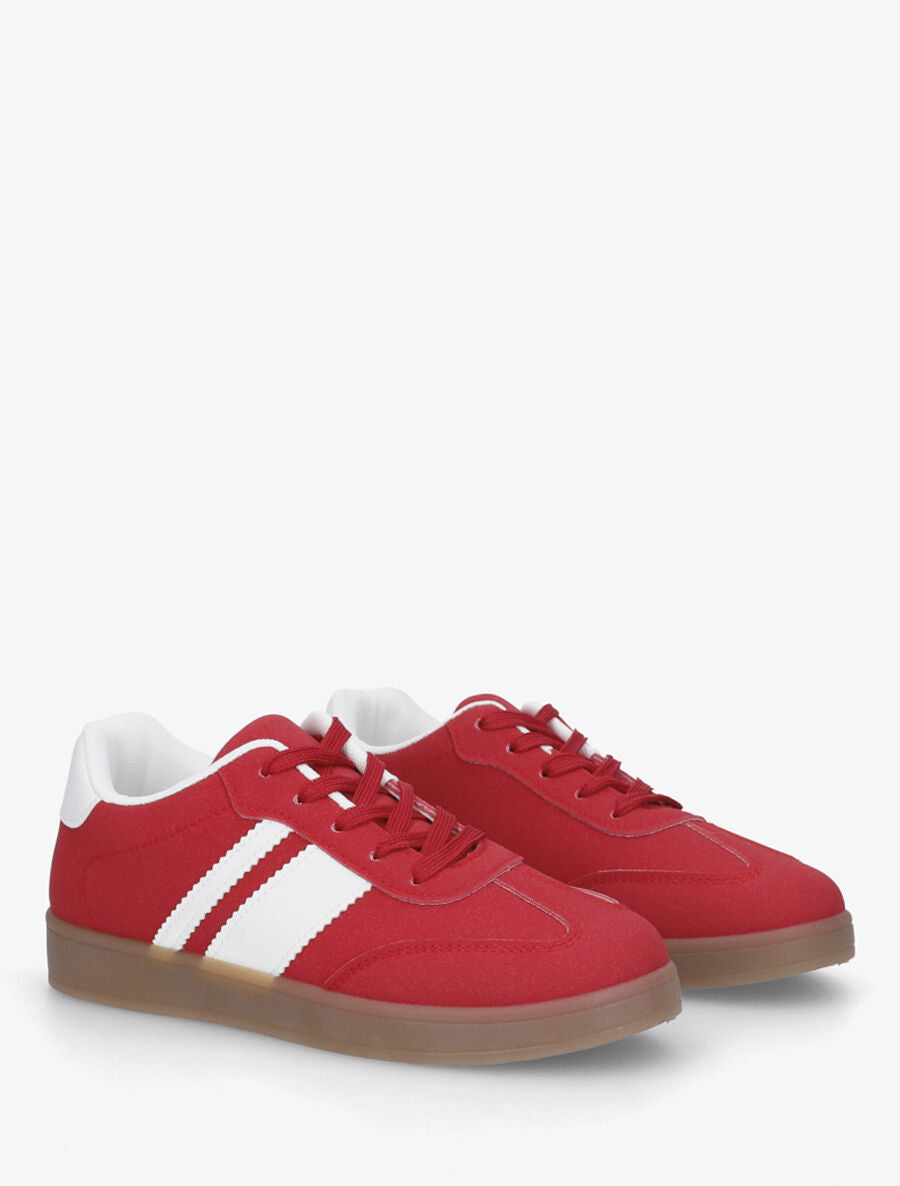 Sneakers color block à bandes contrastantes - Rouge - 4