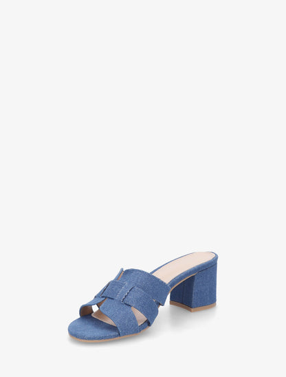 Mules en simili à talon - Bleu - 3