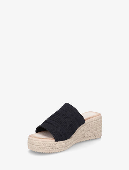 Mules compensées en raphia tressé - Noir - 3