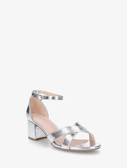 Sandales en simili à brides croisées - Argent - 2