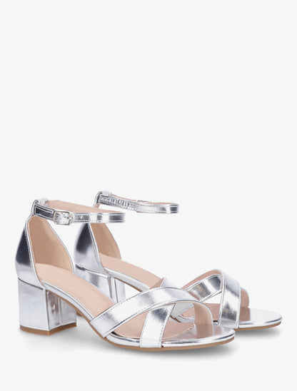 Sandales en simili à brides croisées - Argent - 4