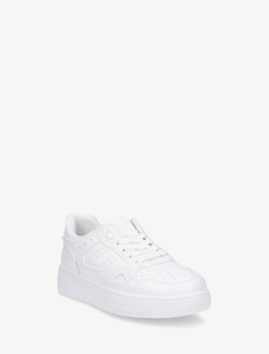 Baskets uni en simili - Blanc - 2