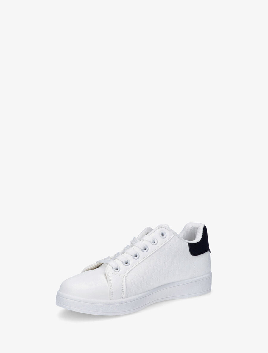 Sneakers plates à motif damier - Blanc/noir - 3