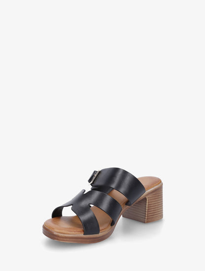 Mules à talon en simili - Noir - 3