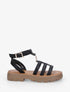 Nu-pieds style spartiates en simili - Noir - 1