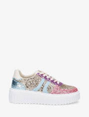 Sneakers pailletées en simili - Rose - 1