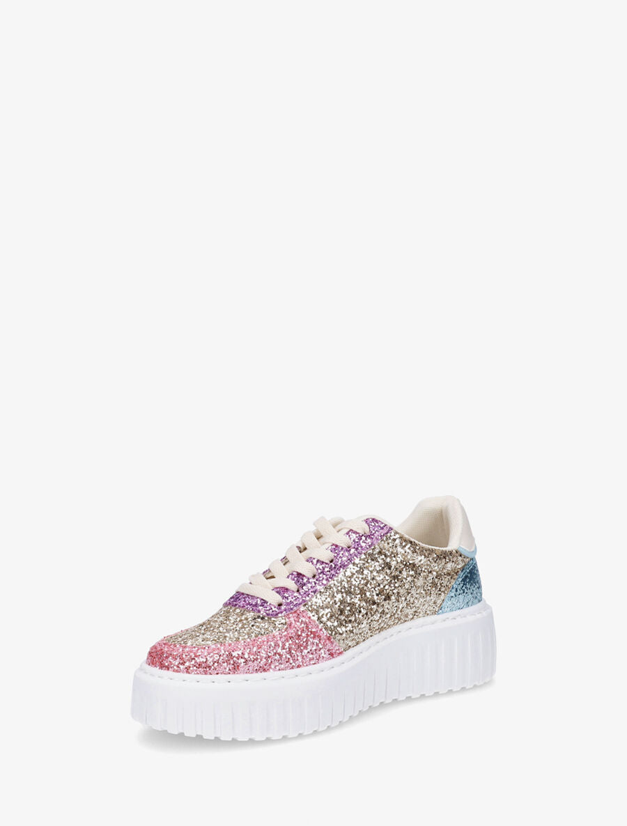 Sneakers pailletées en simili - Rose - 3