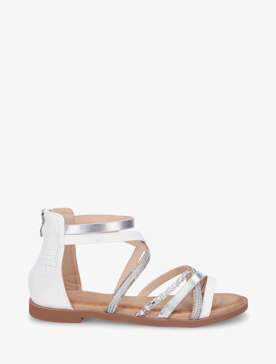Nu-pieds à brides strassées et irisées - Blanc - 1