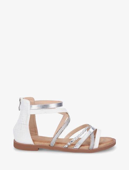 Nu-pieds à brides strassées et irisées - Blanc - 1