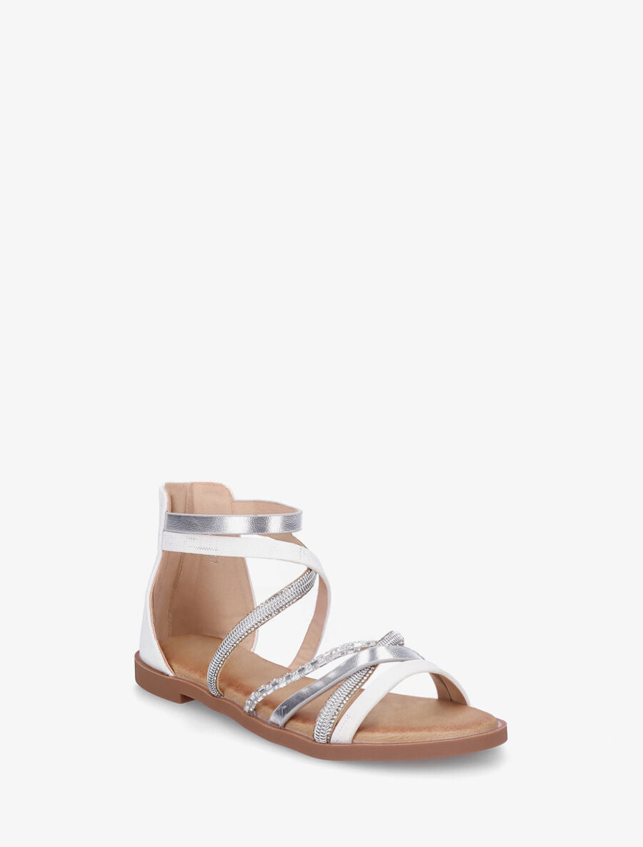 Nu-pieds à brides strassées et irisées - Blanc - 2