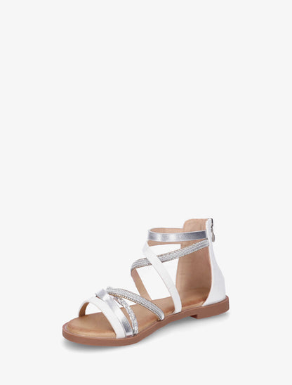 Nu-pieds à brides strassées et irisées - Blanc - 3
