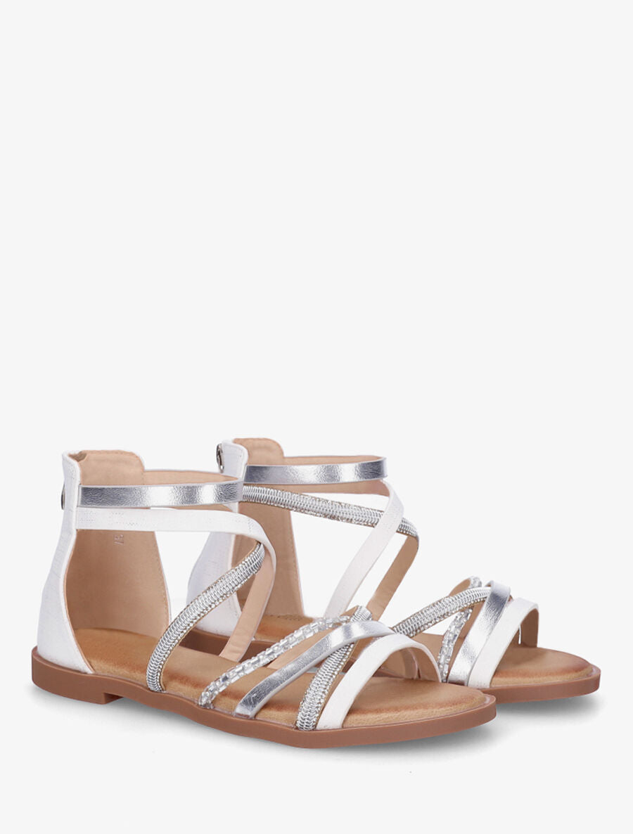 Nu-pieds à brides strassées et irisées - Blanc - 4