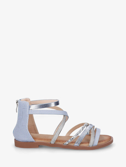 Nu-pieds à brides strassées et irisées - Bleu - 1