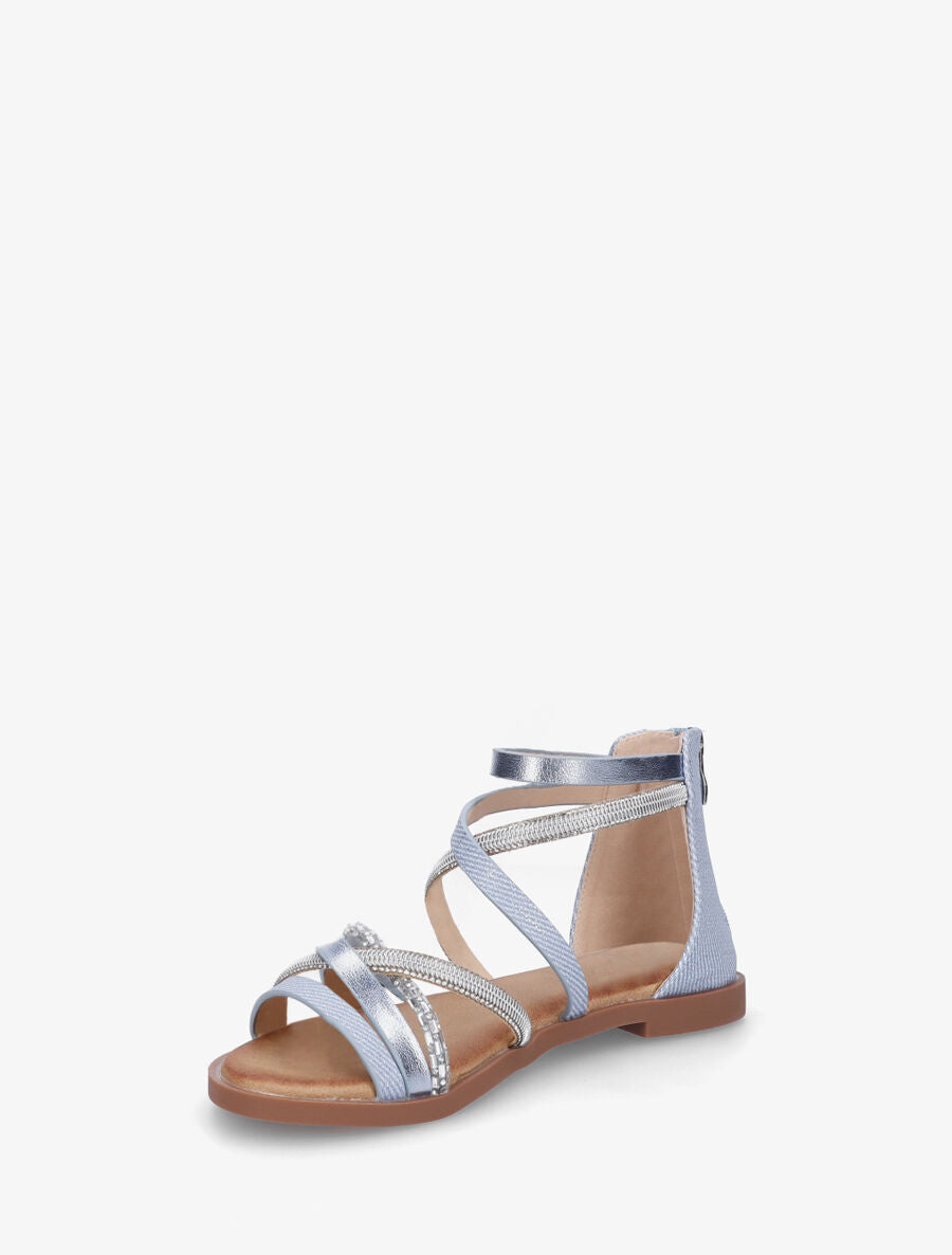 Nu-pieds à brides strassées et irisées - Bleu - 3