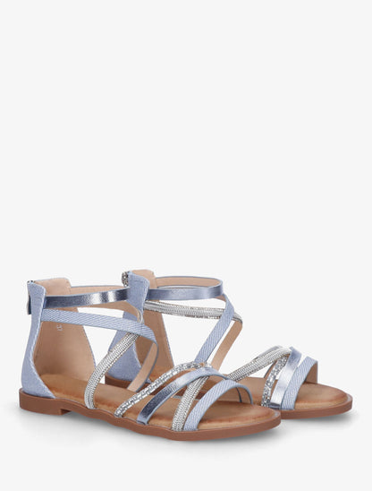 Nu-pieds à brides strassées et irisées - Bleu - 4