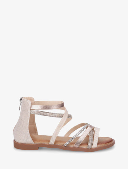 Nu-pieds à brides strassées et irisées - Beige - 5