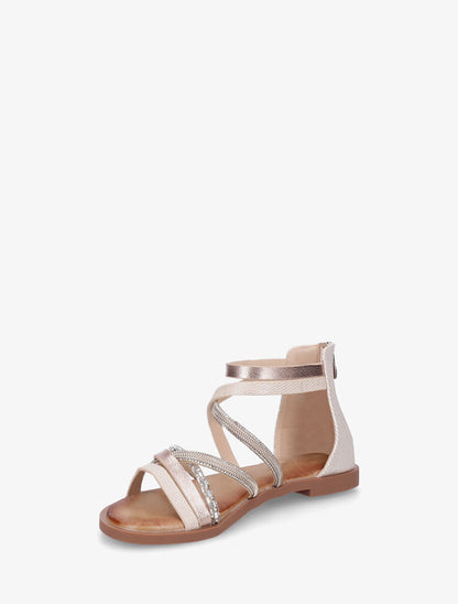 Nu-pieds à brides strassées et irisées - Beige - 3
