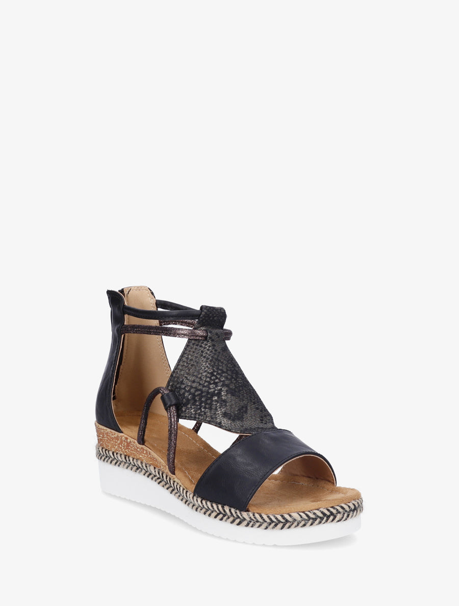 Geprinte parelmoer python sleehakken sandalen - Zwart