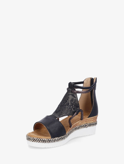 Geprinte parelmoer python sleehakken sandalen - Zwart