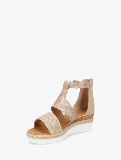 Sandales compensées texturées à détail python - Taupe