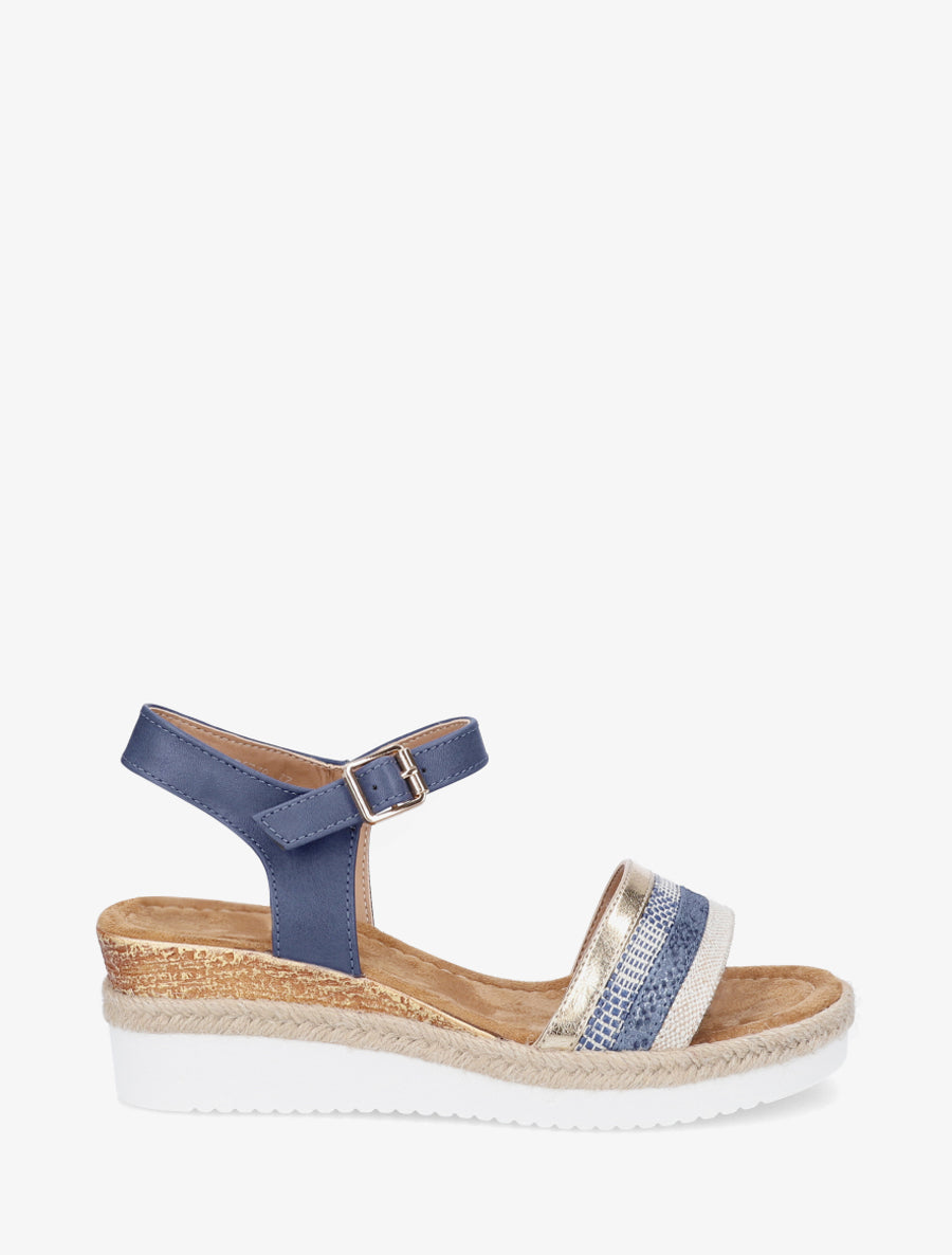 Sandales compensées ornées de tresses texturées - Bleu