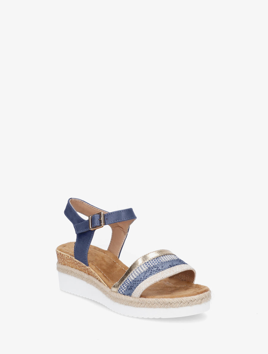 Sandales compensées ornées de tresses texturées - Bleu