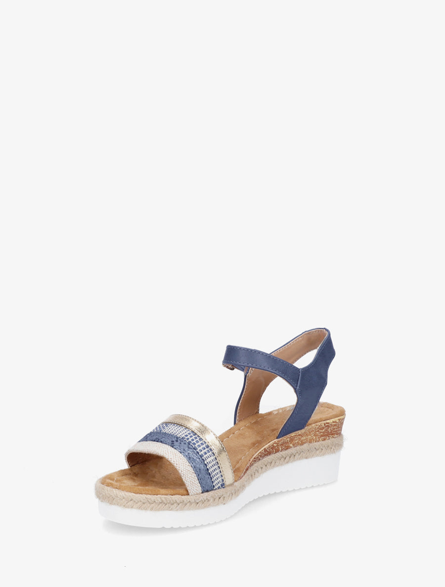 Sandales compensées ornées de tresses texturées - Bleu