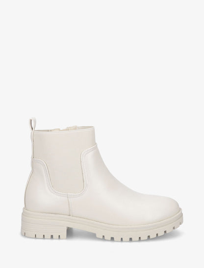 Bottines élastiquées plates en simili - Beige - 1