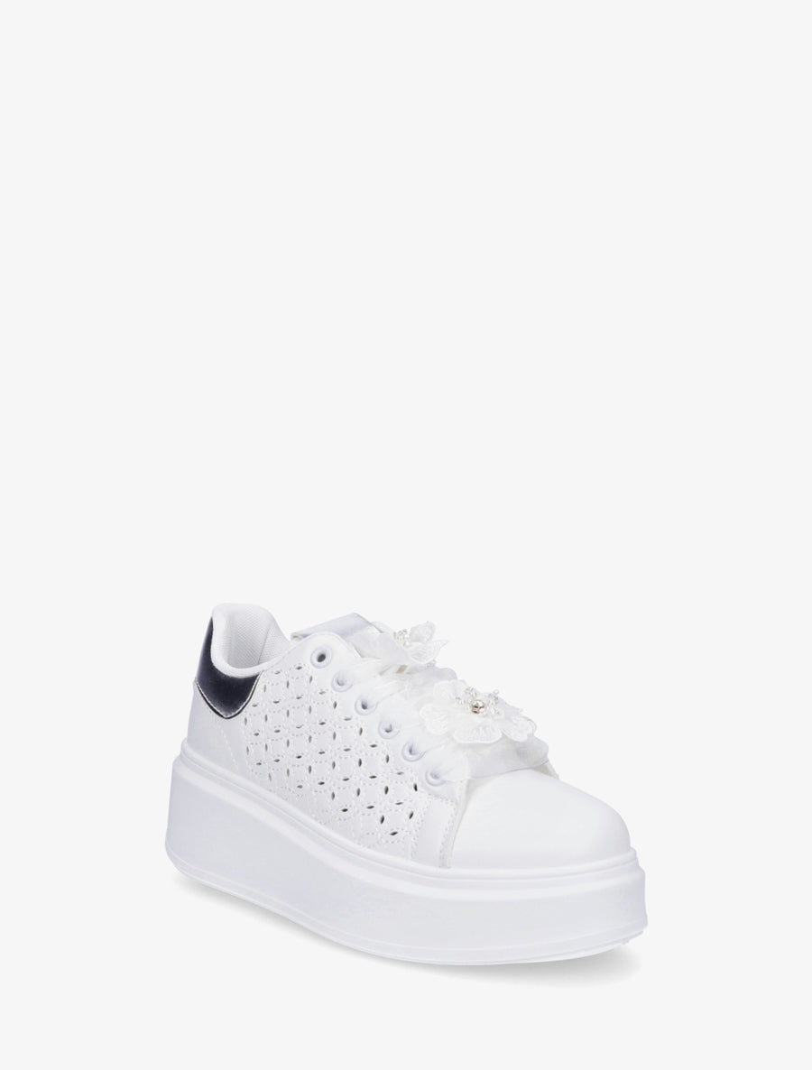 Sneakers à motif ajouré et contrefort nacré - Argent - 2