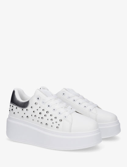 Baskets cloutées à semelle plateforme - Argent - 4