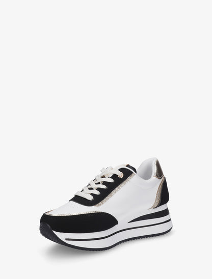 Sneakers à motif coeur et lacets stylisés - Noir - 3