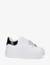 Sneakers à lacets en voile et empiècement bijoux - Blanc - 1