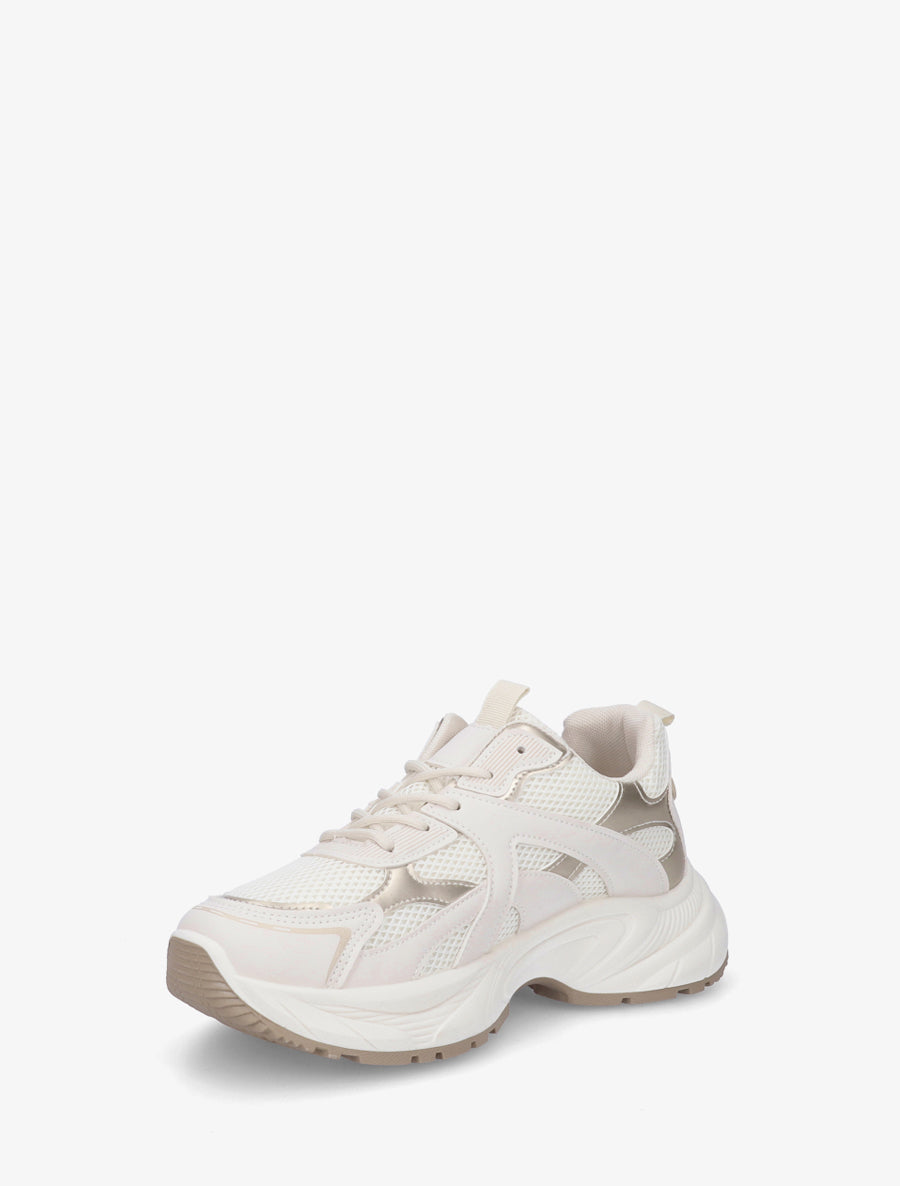 Baskets à plateforme et empiècement mesh - Or - 3