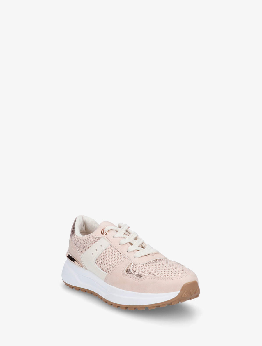 Sneakers en simili à empiècement métal - Rose - 2