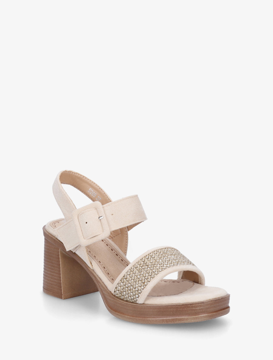 Sandales en suédine à bride texturé - Beige - 2